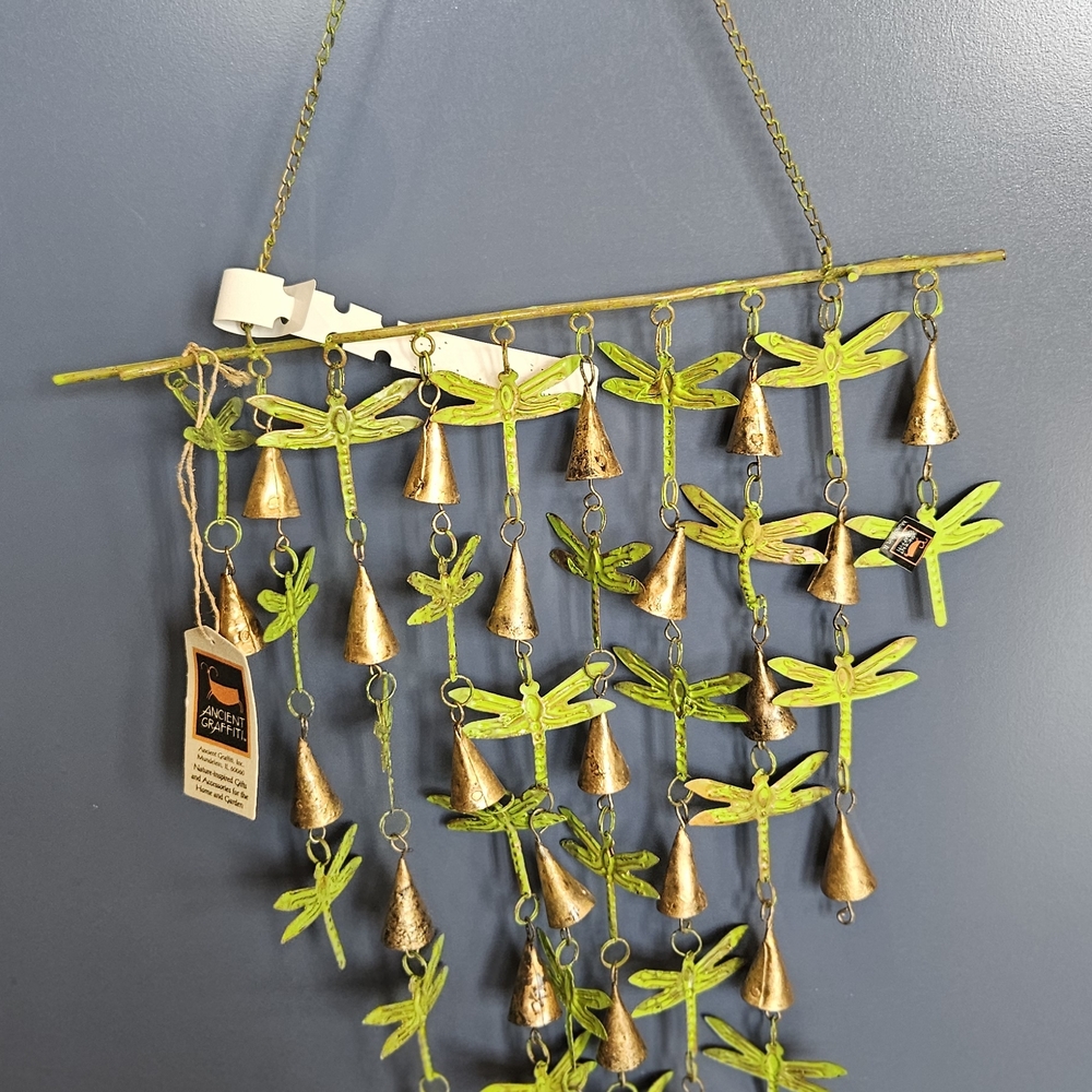 Green and Gold Dragonfly Wind Chime